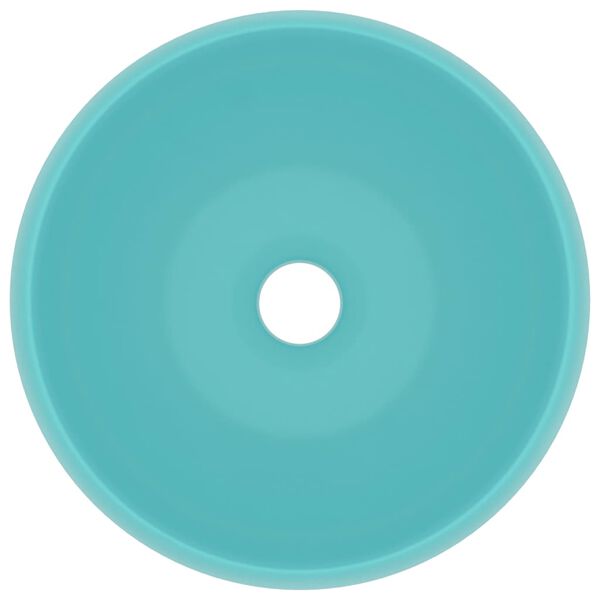 vidaXL Lavandino Lusso Rotondo Verde Chiaro Opaco 40x15 cm in Ceramica