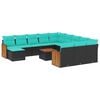vidaXL Set Divani da Giardino 13 pz con Cuscini Nero in Polyrattan