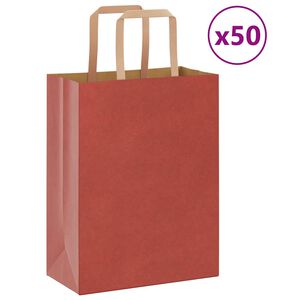 vidaXL Sacchetti di Carta 50 pz con Manici Rossi 21x11x28 cm