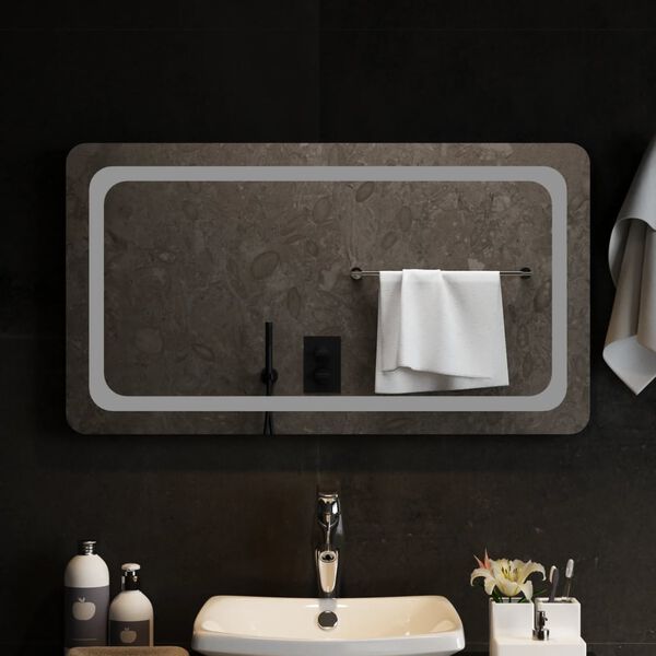 vidaXL Specchio da Bagno con Luci LED 90x50 cm