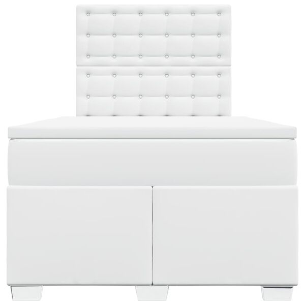 vidaXL Giroletto a Molle con Materasso Bianco 120x200 cm in Similpelle