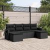vidaXL Set Divano da Giardino 6 pz con Cuscini Nero in Polyrattan