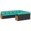 vidaXL Set Divani da Giardino 10 pz con Cuscini Nero in Polyrattan