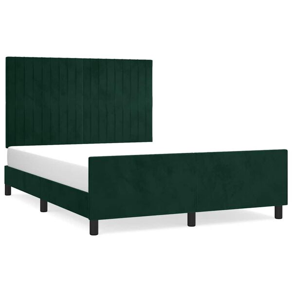 vidaXL Giroletto senza Materasso Verde Scuro 140x190 cm in Velluto