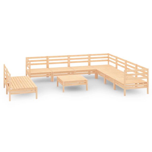 vidaXL Set Salotto da Giardino 10 pz in Legno Massello di Pino