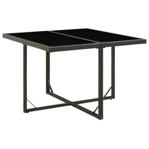 vidaXL Tavolo da Giardino Nero 109x107x74 cm in Polyrattan e Vetro