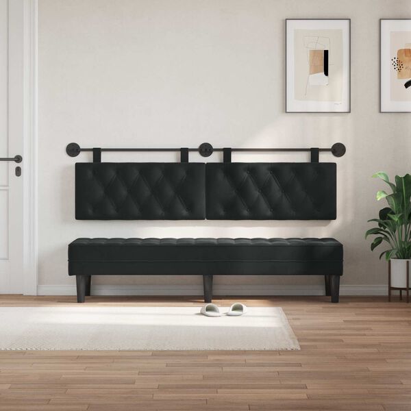 vidaXL Testata appesa Montaggio a parete Nero 190 x 55 x 7 cm Velluto