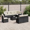 vidaXL Set Divani da Giardino 9 pz con Cuscini Nero in Polyrattan