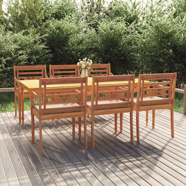 vidaXL Set da Pranzo Giardino 7pz con Cuscini Legno Massello di Teak
