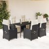 vidaXL Set da Pranzo da Giardino 7 pz Nero con Cuscini in Polyrattan
