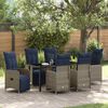 vidaXL Set di tavolo e sedie con cuscino 7 pcs Grigio Rattan in PE