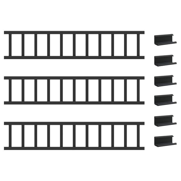 vidaXL Guardia per neve sul tetto Nero 300 x 2,5 x 20 cm Acciaio