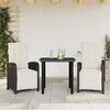 vidaXL Set da Bistr&ograve; 3 pz con Cuscini Nero in Polyrattan