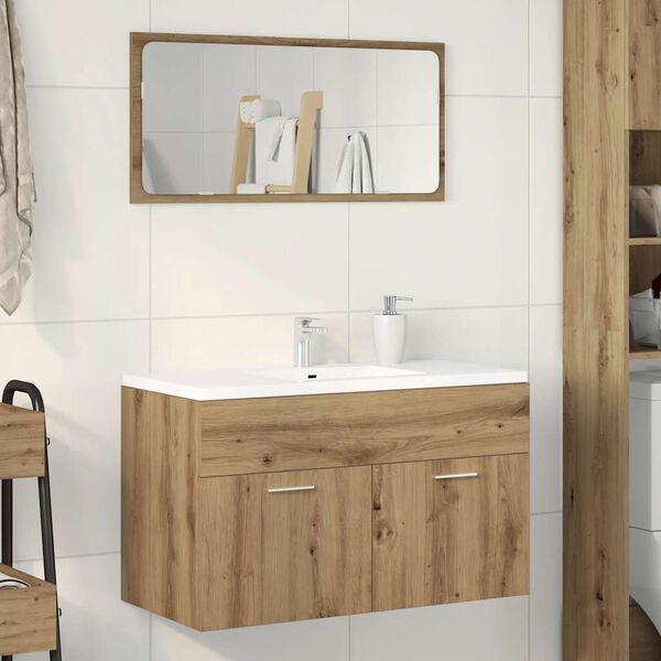 vidaXL Mobile Lavabo Bagno Rovere Artigianale 90x38,5x46cm Multistrato