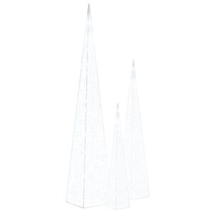 vidaXL Set Coni Luce LED Acrilico Decorativo Bianco Freddo 60/90/120cm