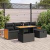 vidaXL Set Divano da Giardino 6 pz con Cuscini Nero in Polyrattan
