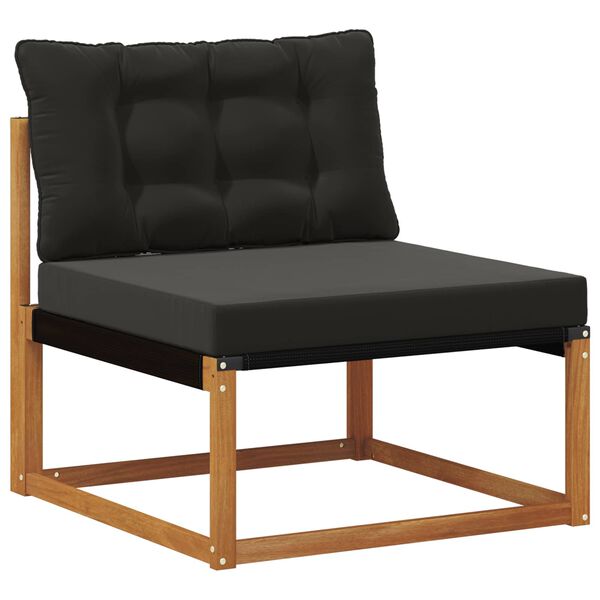 vidaXL Set di divani da esterno con cuscino 8 pcs Naturale e Nero