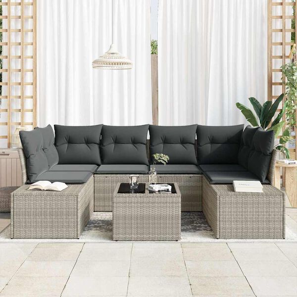 vidaXL Set Divano da Giardino 8 pcs Grigio chiaro e grigio scuro
