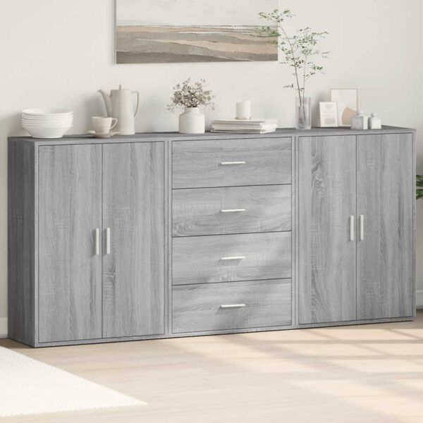 vidaXL Credenze 3 pz Grigio Sonoma 60x31x84 cm in Legno Multistrato