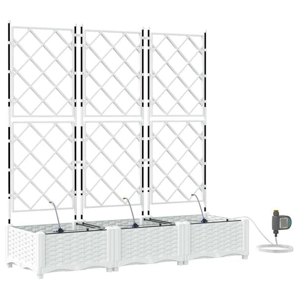 vidaXL Vaso da giardino 3 pcs Bianco Acciaio