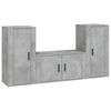 vidaXL Set di Mobili Porta TV 3 pz Grigio Cemento in Legno Multistrato