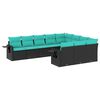 vidaXL Set Divani da Giardino 10 pz con Cuscini Nero in Polyrattan