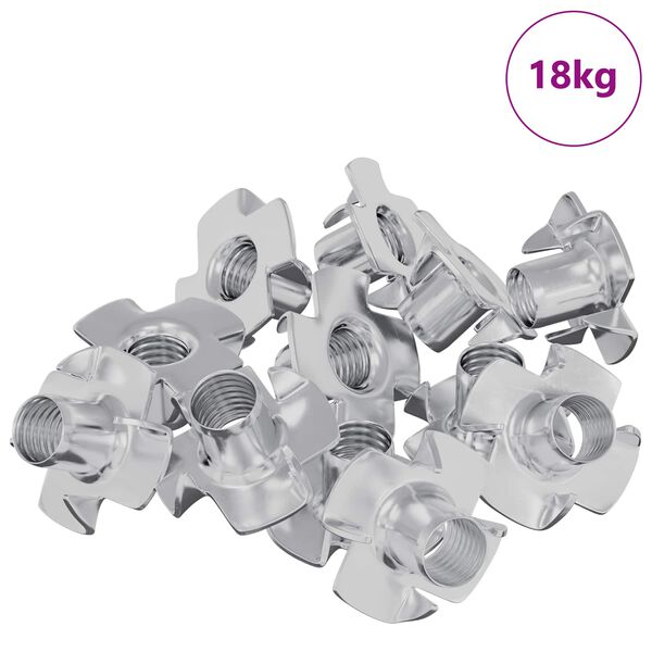 vidaXL T-nut con punte 7200 pcs Argento M6 mm Acciaio