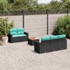 vidaXL Set Divani da Giardino 6 pz con Cuscini Nero in Polyrattan