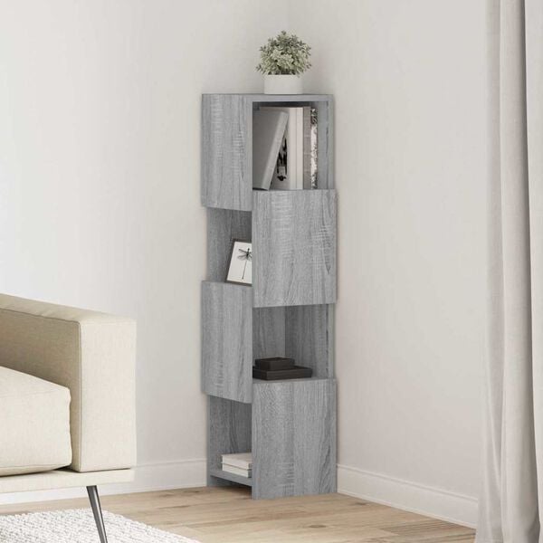 vidaXL Mobile angolare Bianco 25,5x25x102cm Legno multistrato