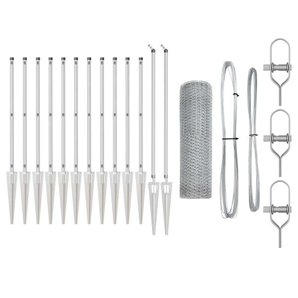 vidaXL Palo della recinzione Argento 25 x 0,8 m (rete da 13 mm)