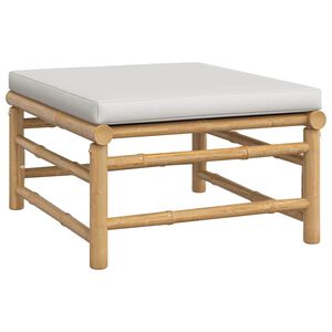 vidaXL Poggiapiedi da Giardino con Cuscino Grigio Chiaro in Bamb&ugrave;