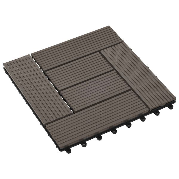 vidaXL Piastrella per Decking 11 pcs Marrone Scuro 30 x 30 cm WPC