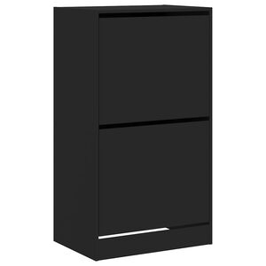 vidaXL Scarpiera con 2 Cassetti Ribaltabili Nera 60x42x108 cm