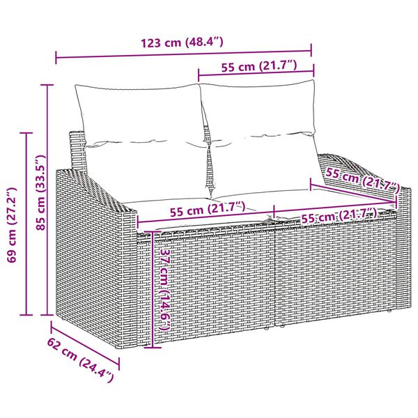 vidaXL Set Divano da Giardino 11 pcs Grigio chiaro polyrattan
