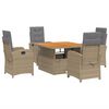 vidaXL Set da Pranzo da Giardino 5 pz con Cuscini Beige in Polyrattan