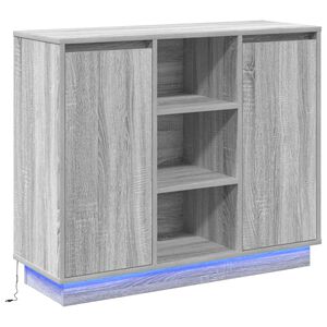 vidaXL Madia LED Grigio Sonoma 90 x 32 x 75 cm Legno multistrato