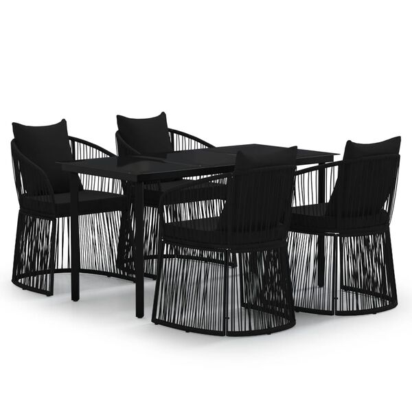 vidaXL Set da Pranzo da Giardino 5 pz con Cuscini Nero