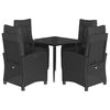 vidaXL Set da Pranzo da Giardino 5 pz Nero con Cuscini in Polyrattan