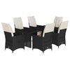 vidaXL Set da Pranzo da Giardino 7 pz Nero con Cuscini in Polyrattan