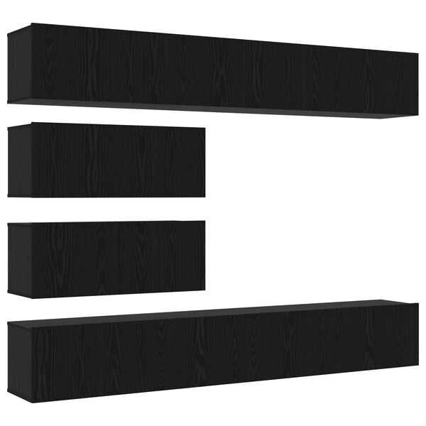 vidaXL Set mobile TV 4 pcs Rovere Nero Legno ingegnerizzato