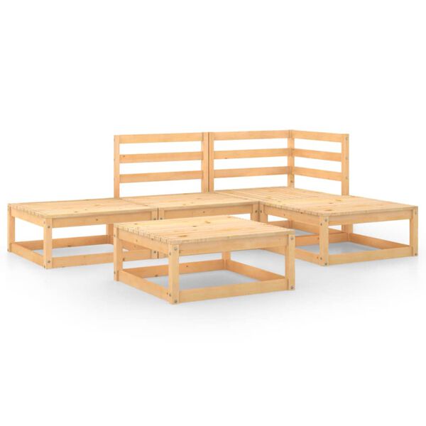vidaXL Set Divani da Giardino 5 pz in Legno Massello di Pino