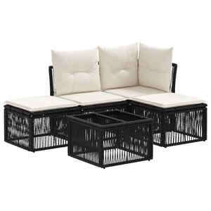 vidaXL Set Divano da Giardino 5 pcs Nero polyrattan
