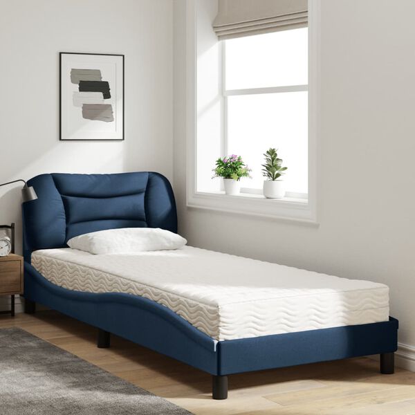vidaXL Letto con Materasso Hvar Blu 90x190 cm in Tessuto