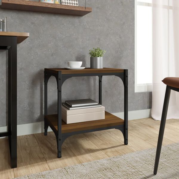 vidaXL Mobile TV Rovere Marrone 40x33x41cm Legno Multistrato e Acciaio