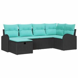 vidaXL Set Divano da Giardino con cuscino 6 pcs Nero polyrattan