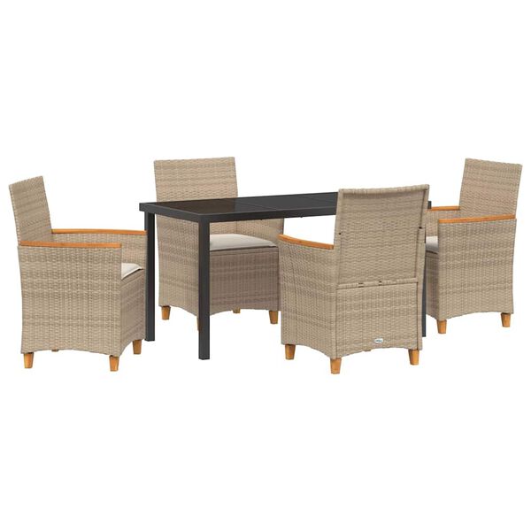 vidaXL Set da Pranzo per Giardino 5 pcs Beige polyrattan