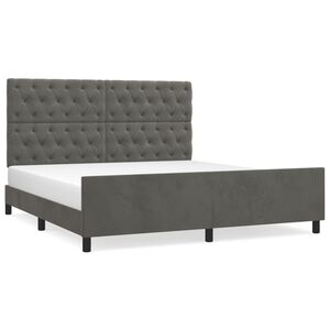 vidaXL Giroletto senza Materasso Grigio Scuro 160x200 cm Velluto