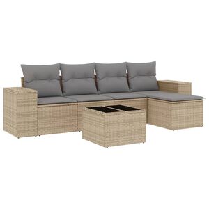 vidaXL Set Divano da Giardino 6 pz con Cuscini Beige in Polyrattan
