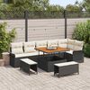 vidaXL Set Divano da Giardino 9 pcs Nero e Crema 100 x 100 x 71 cm