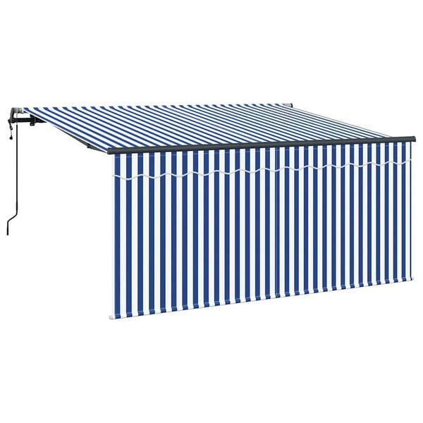vidaXL Tenda Retrattile Blu e Bianco 300 x 200 cm
